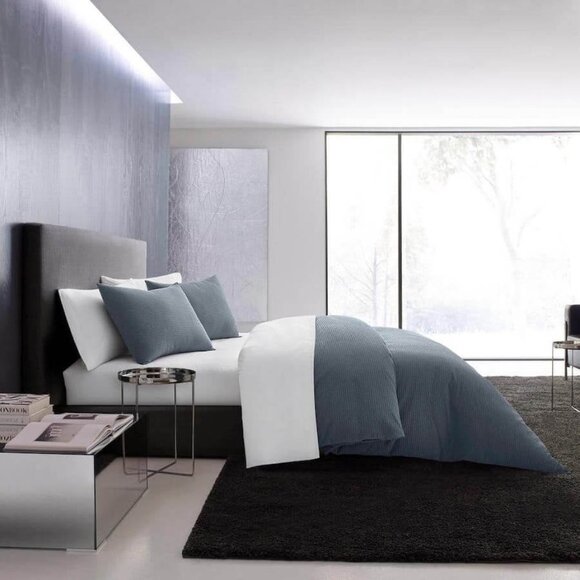 Vera Wang Waffle Pique 3 Piece King Duvet Set Midnight